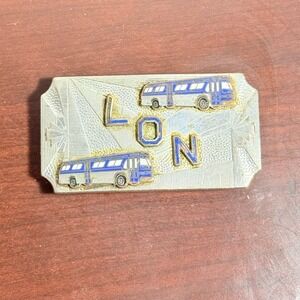 1950s Hookfast Chrome Belt Buckle LON bus Driver's Metal bus Emblem Seal
